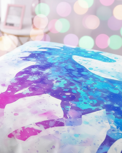 watercolor splash unicorn bedding - detail