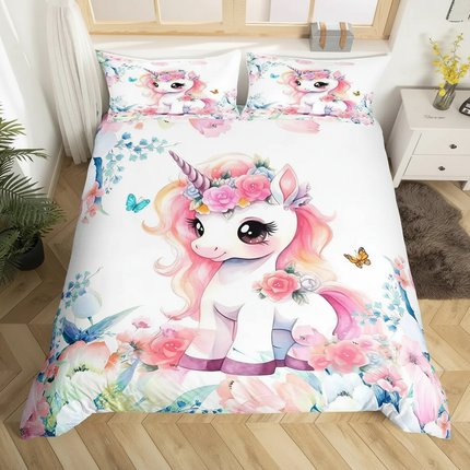 watercolor unicorn bedding - lifestyle