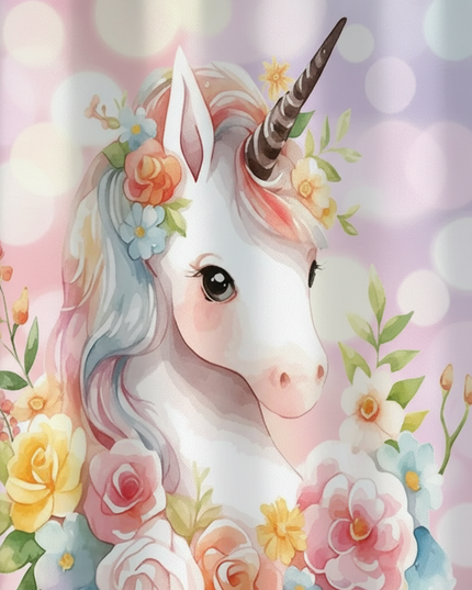 watercolor unicorn curtains - detail