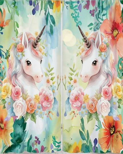 watercolor unicorn curtains - lifestyle