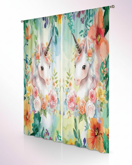 watercolor unicorn curtains - white-bg