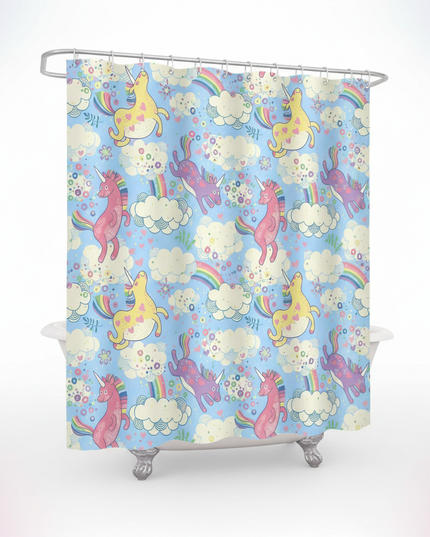 watercolor unicorn shower curtain - white-bg