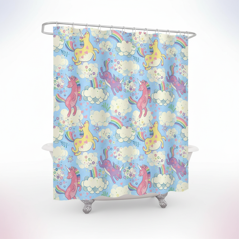 watercolor unicorn shower curtain - white-bg