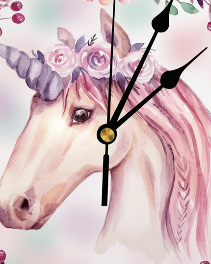 watercolor unicorn wall clock - detail