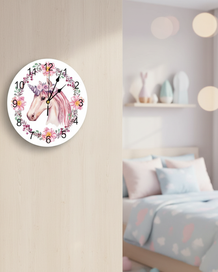watercolor unicorn wall clock - lifestyle
