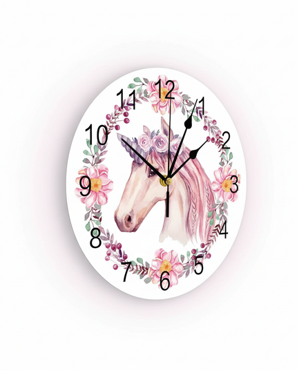 watercolor unicorn wall clock - white-bg