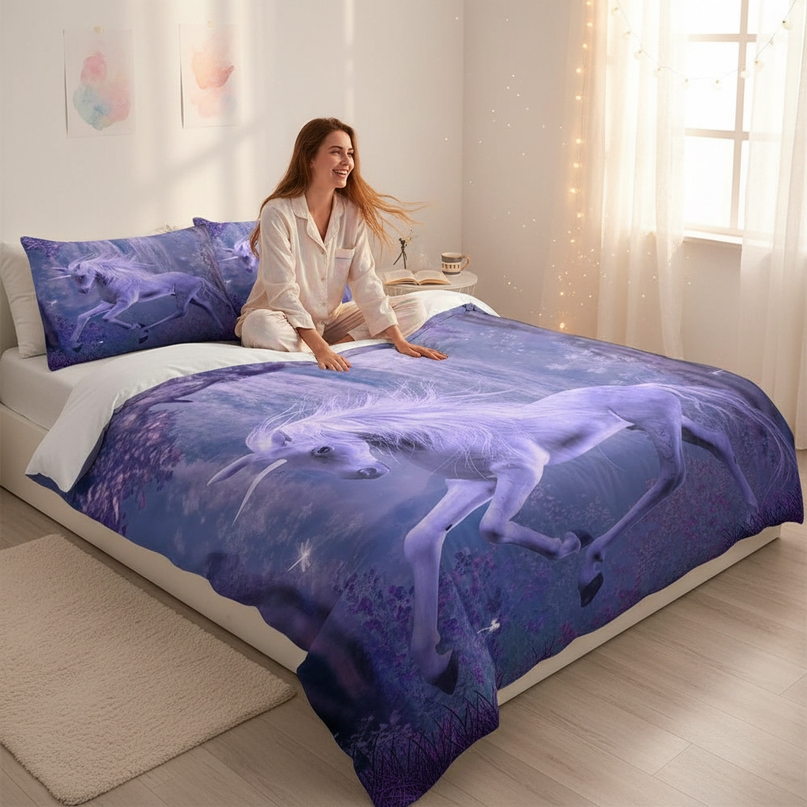 waterfall unicorn bedding - in-use