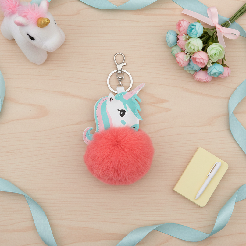 watermelon unicorn keychain - flat-lay