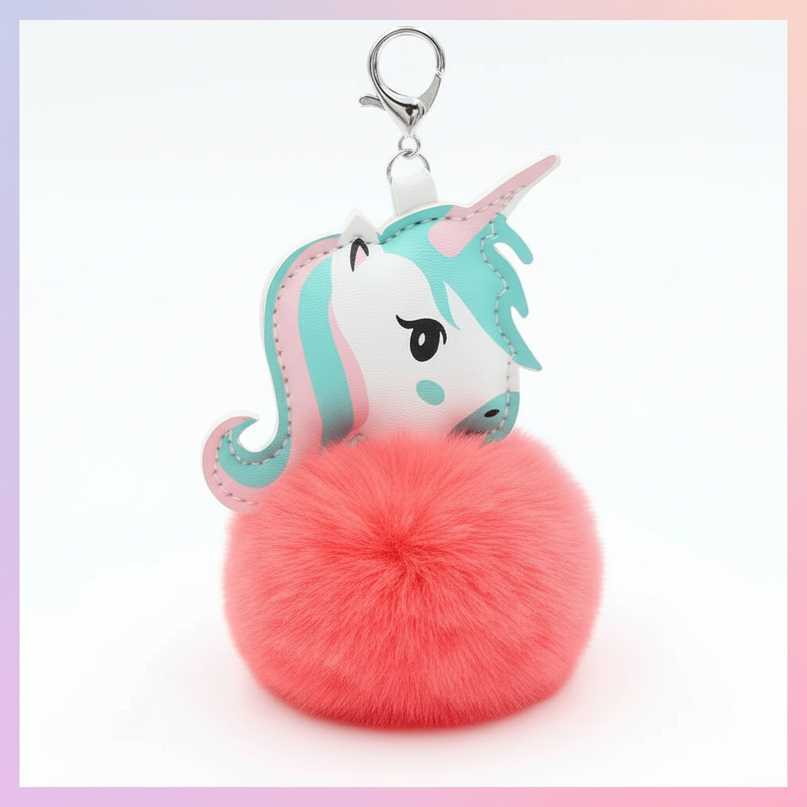 watermelon unicorn keychain - white-bg