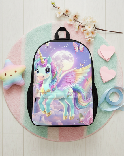waterproof unicorn backpack - flat-lay