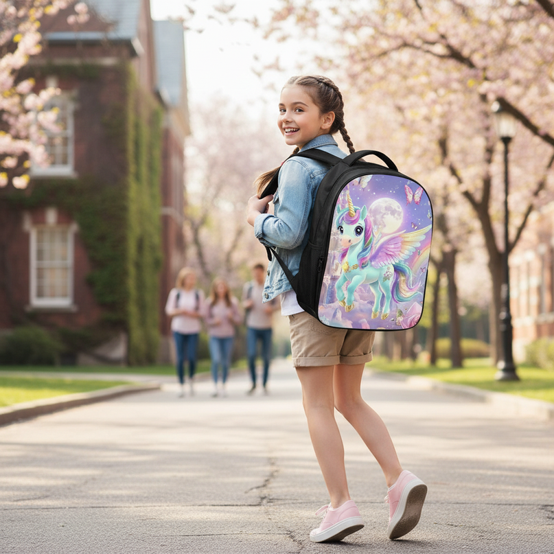 waterproof unicorn backpack - in-use