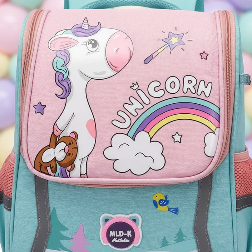 waterproof unicorn backpack green large - detail