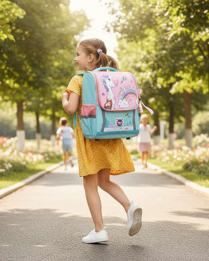 waterproof unicorn backpack green large - in-use