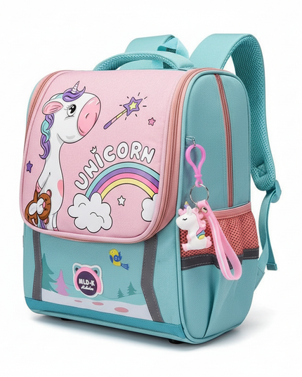 waterproof unicorn backpack green large - white-bg