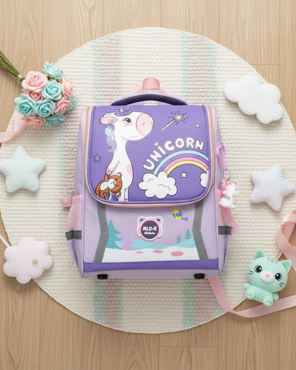 waterproof unicorn backpack large purple - flat-lay