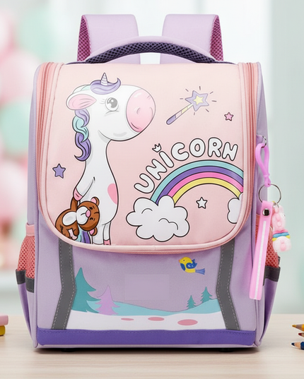 waterproof unicorn school backpack purple - detail
