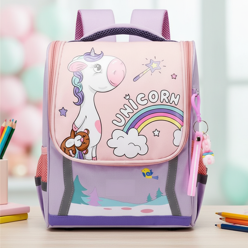 waterproof unicorn school backpack purple - detail