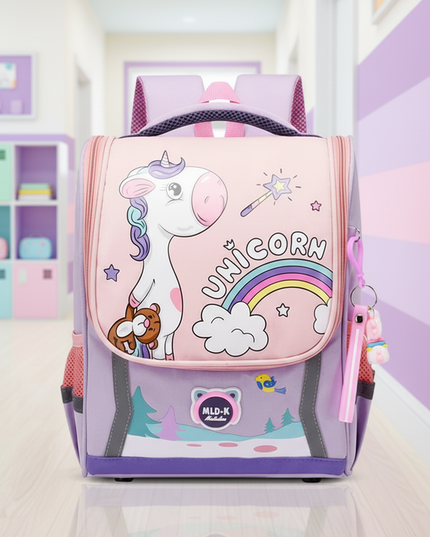 waterproof unicorn school backpack purple - lifestyle