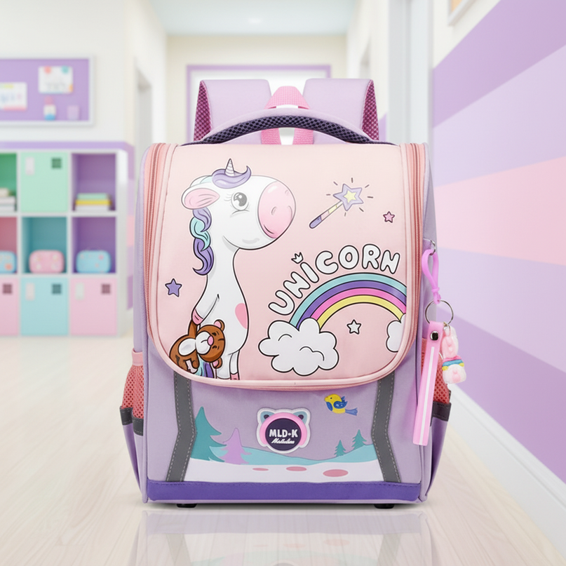 waterproof unicorn school backpack purple - lifestyle