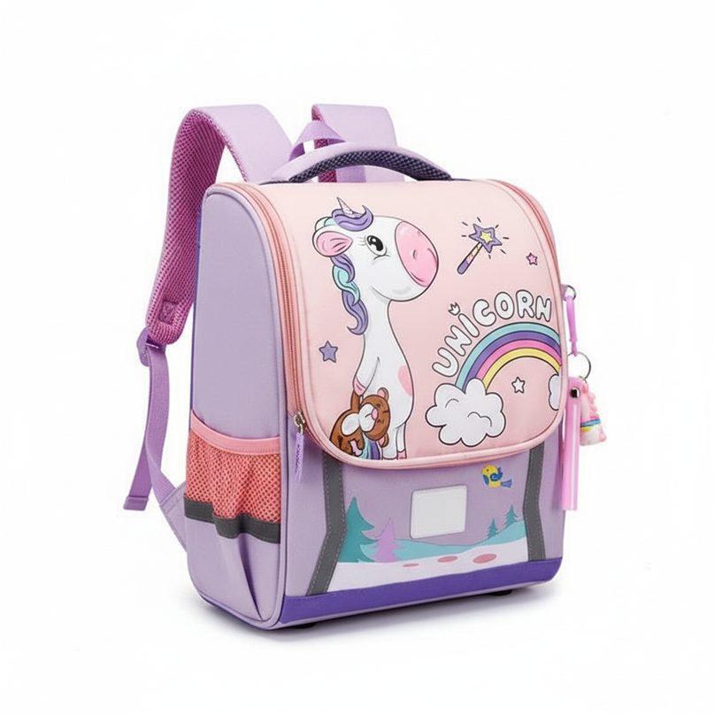 waterproof unicorn school backpack purple - white-bg