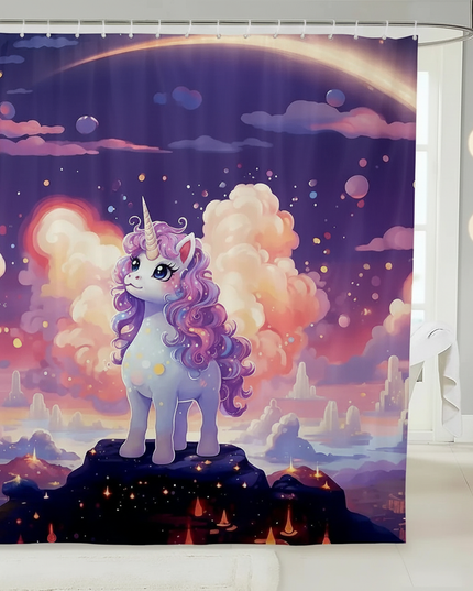 waterproof unicorn shower curtain - lifestyle