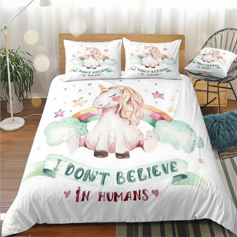 whimsical unicorn bedding - lifestyle
