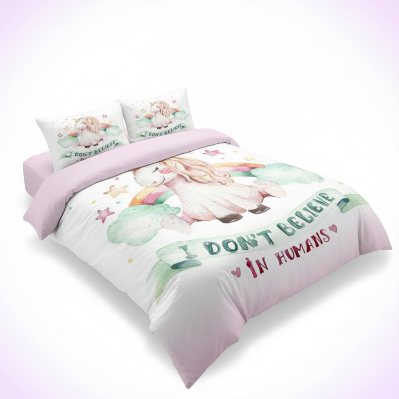whimsical unicorn bedding - white-bg
