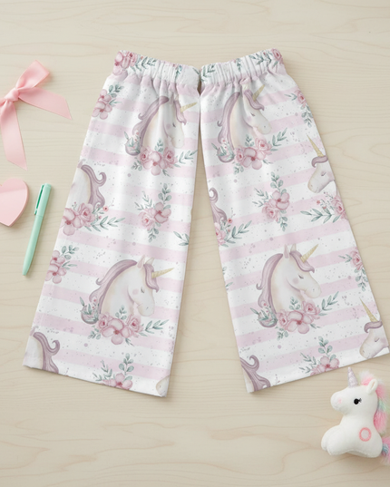 whimsical unicorn curtains - flat-lay