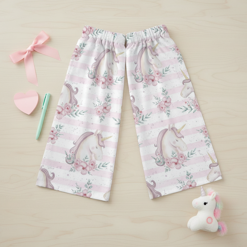 whimsical unicorn curtains - flat-lay