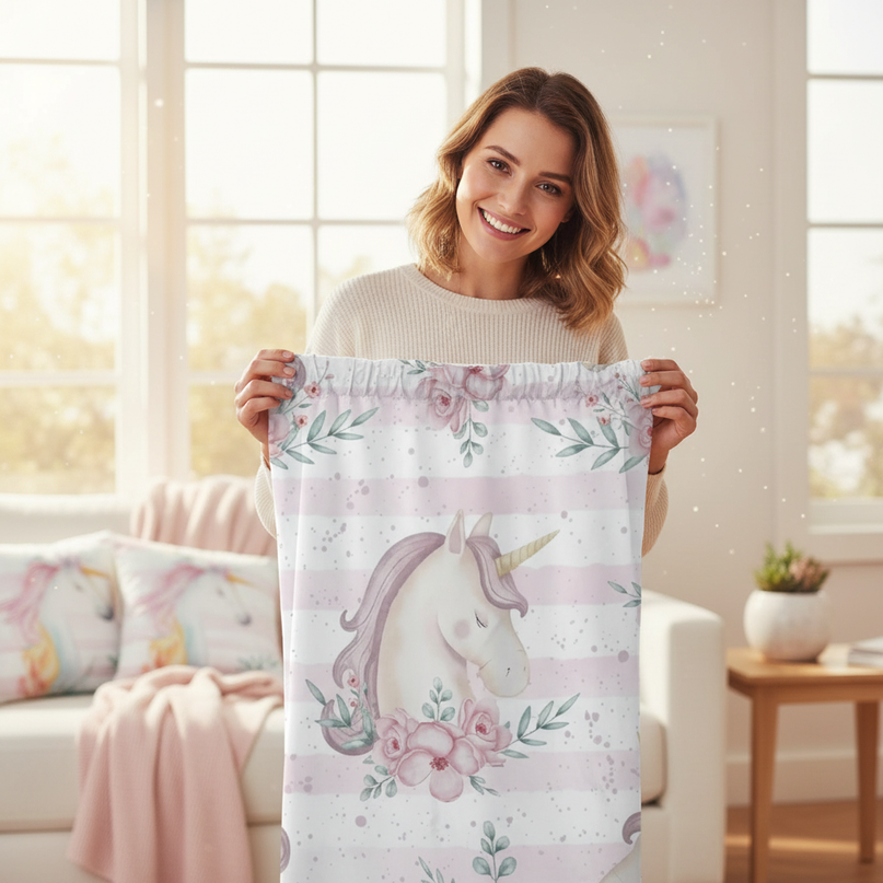 whimsical unicorn curtains - in-use