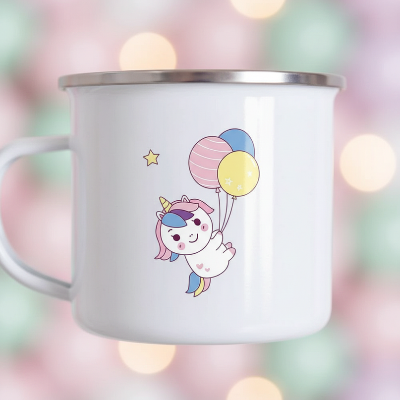 whimsical unicorn mug - detail