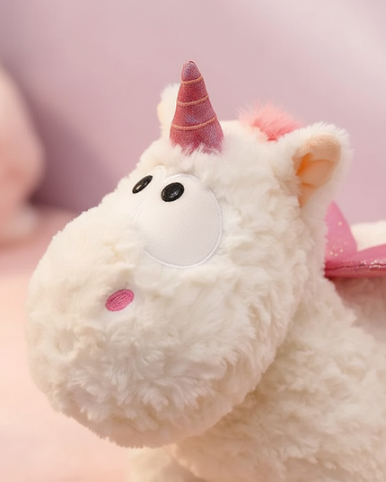 white 30cm winged unicorn plush - detail