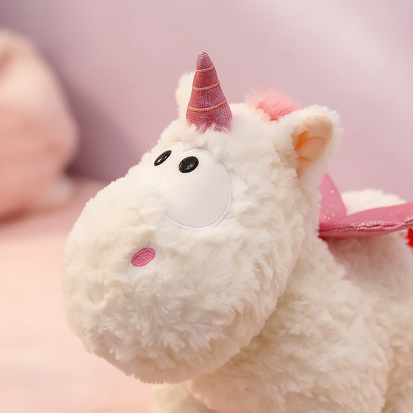 white 30cm winged unicorn plush - detail