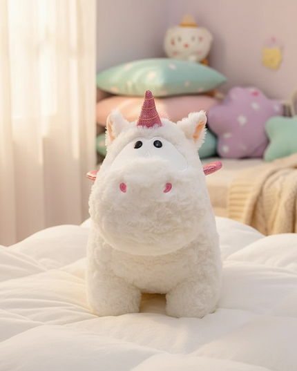 white 30cm winged unicorn plush - lifestyle