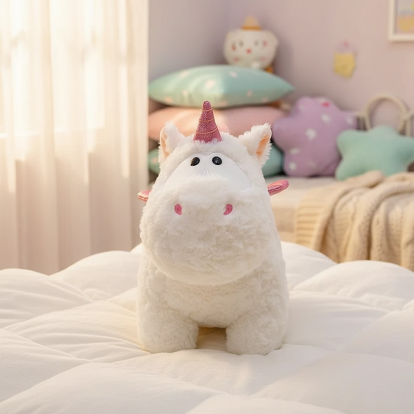 white 30cm winged unicorn plush - lifestyle