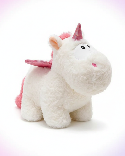 white 30cm winged unicorn plush - white-bg