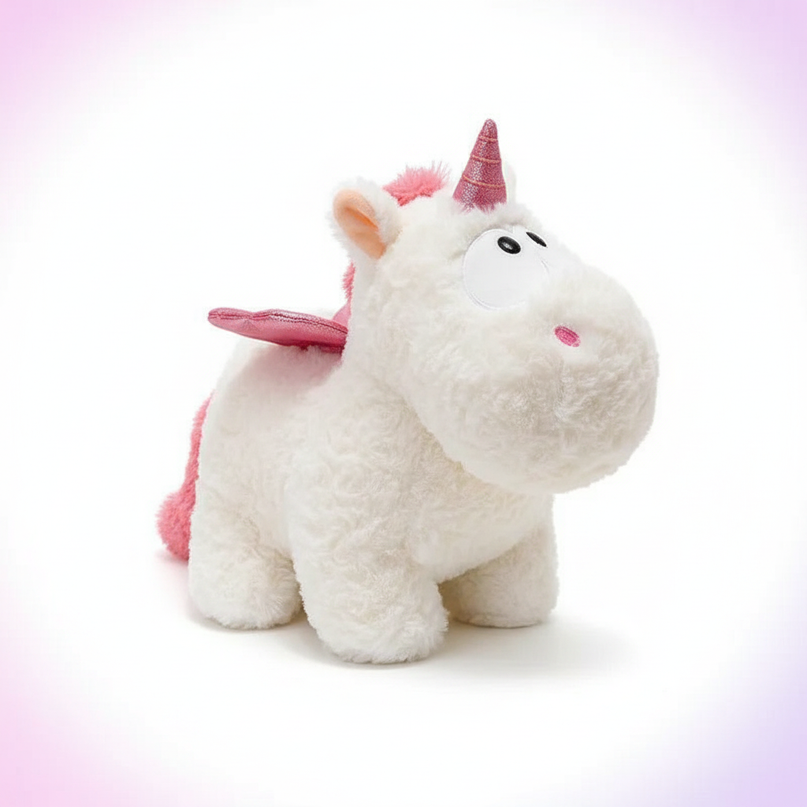 white 30cm winged unicorn plush - white-bg