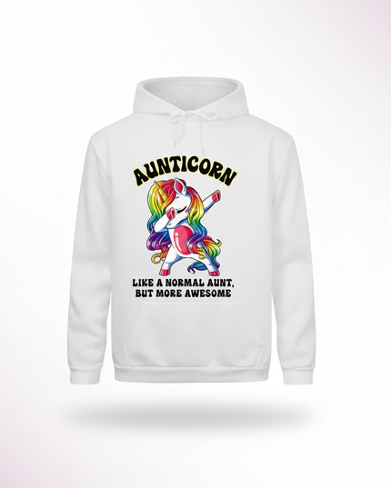 white aunt unicorn hoodie - white-bg