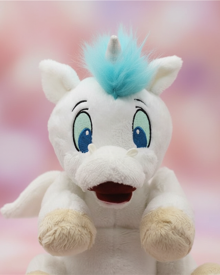 white baby winged unicorn plush - detail