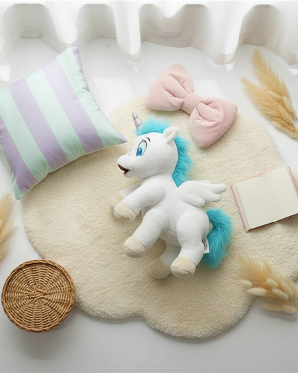 white baby winged unicorn plush - flat-lay