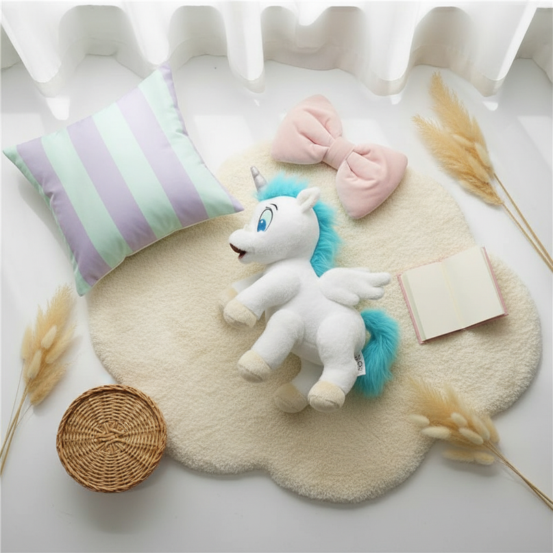 white baby winged unicorn plush - flat-lay