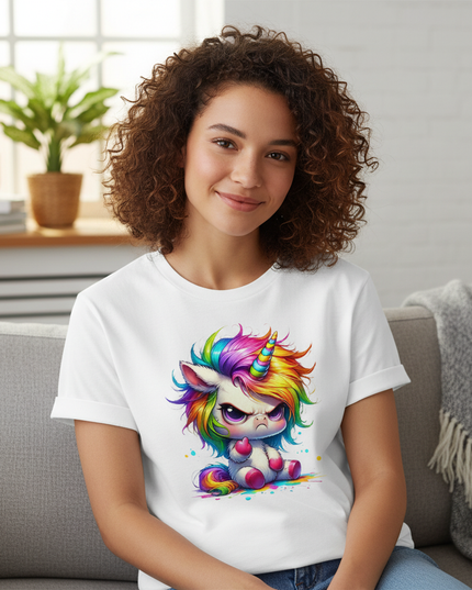 white cartoon unicorn shirt - lifestyle