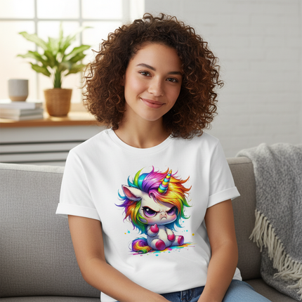 white cartoon unicorn shirt - lifestyle