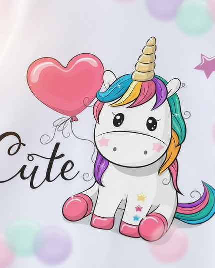 white cute unicorn kids hoodie - detail