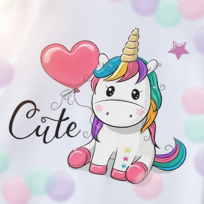 white cute unicorn kids hoodie - detail