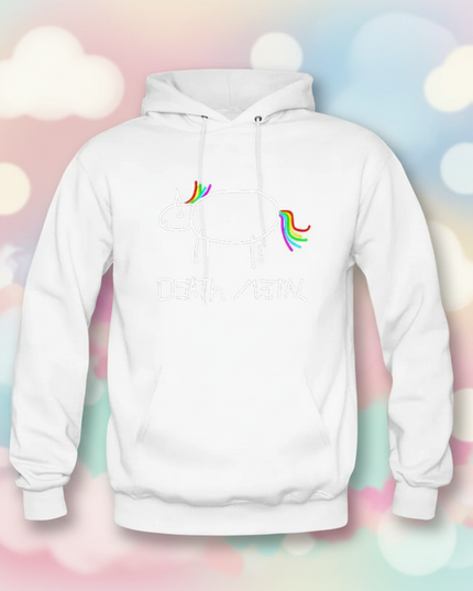 white death metal unicorn hoodie - lifestyle