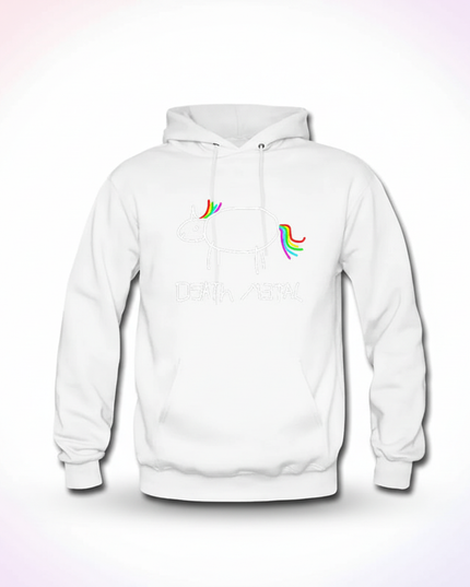 white death metal unicorn hoodie - white-bg