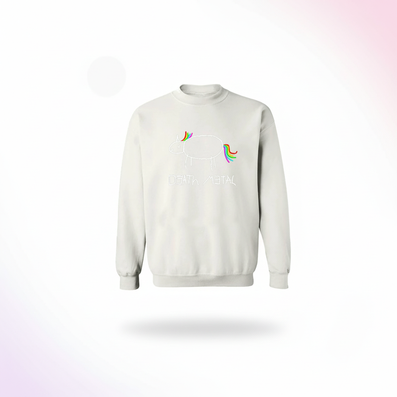 white death metal unicorn sweater - white-bg