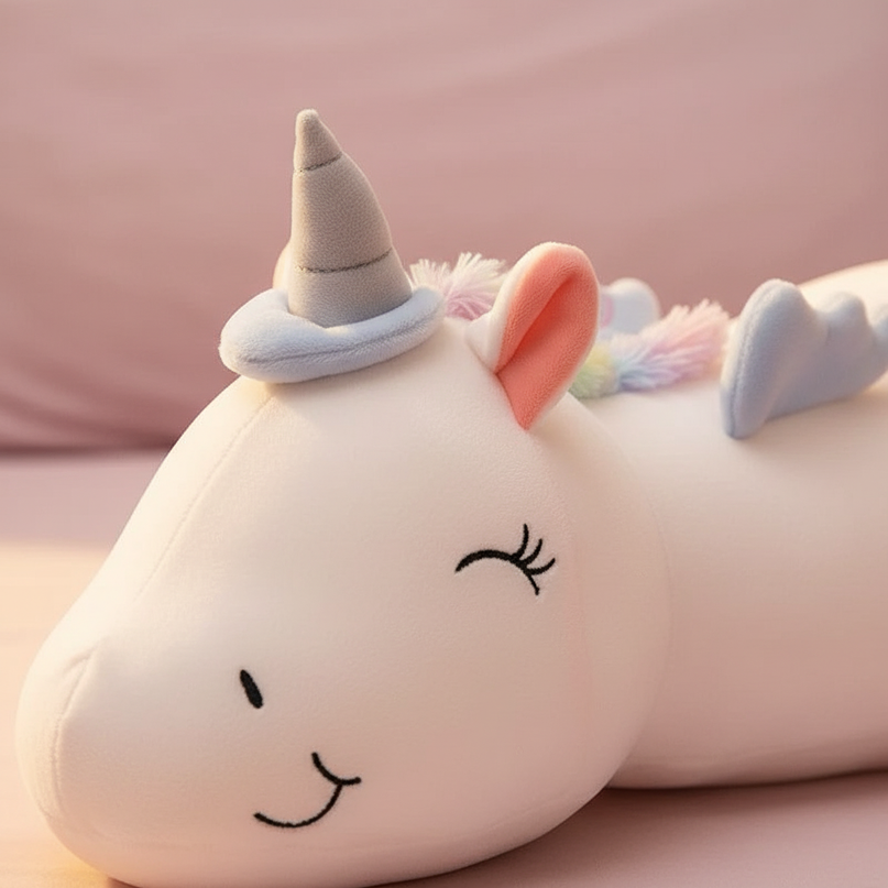 white glowing unicorn plush - detail