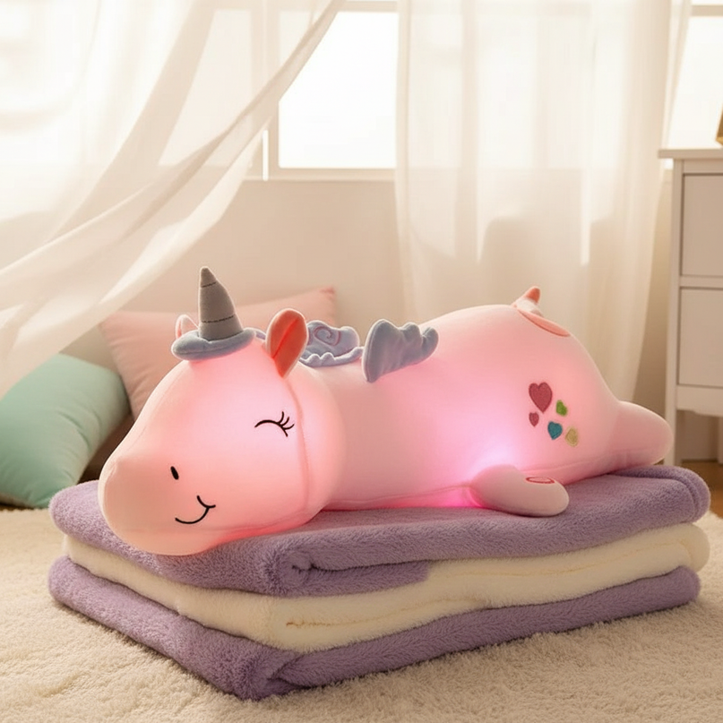 white glowing unicorn plush - lifestyle